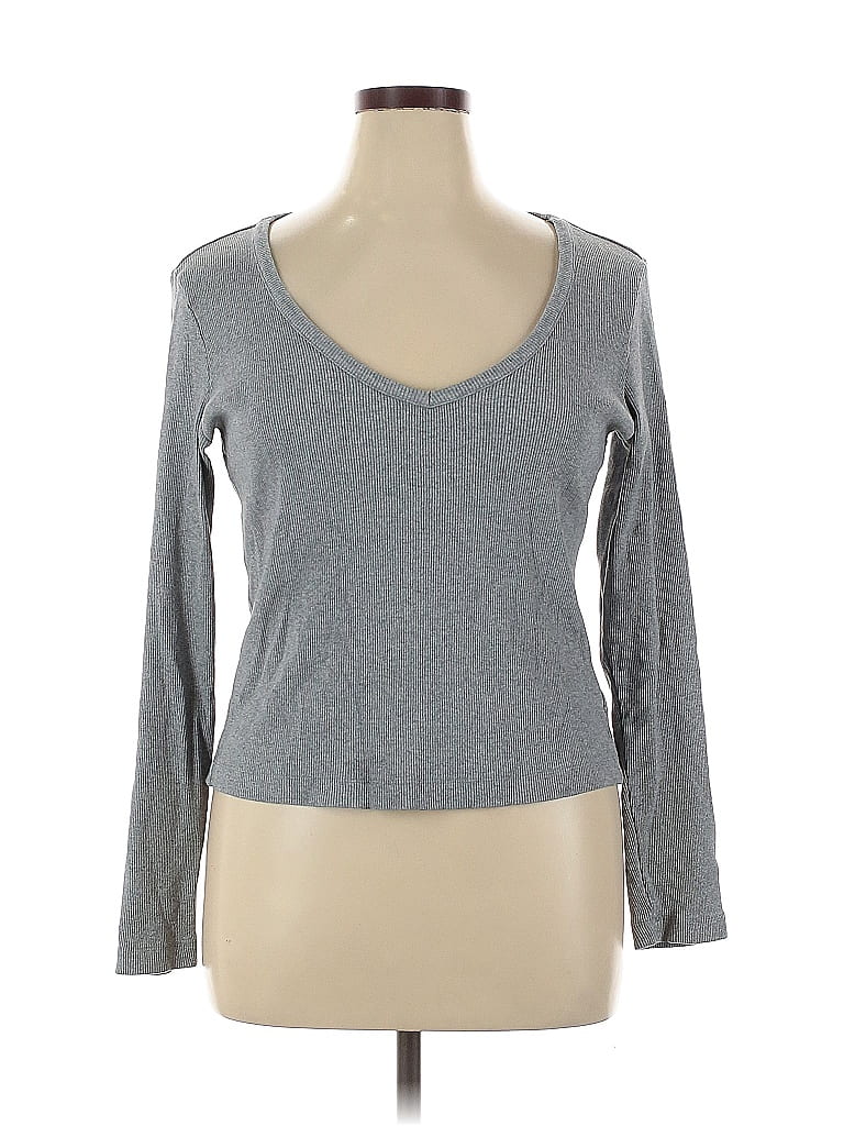 Pre-owned Universal Thread Long Sleeve Top Gray Scoop Neck Tops