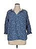 Caffé Marrakesh 100% Rayon Blue 3/4 Sleeve Blouse Size XL - photo 1