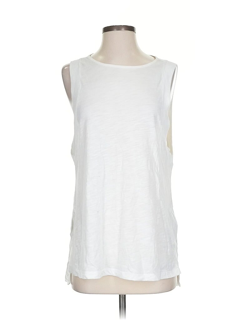 Pre-owned Lou & Grey Sleeveless Top White Boatneck Tops