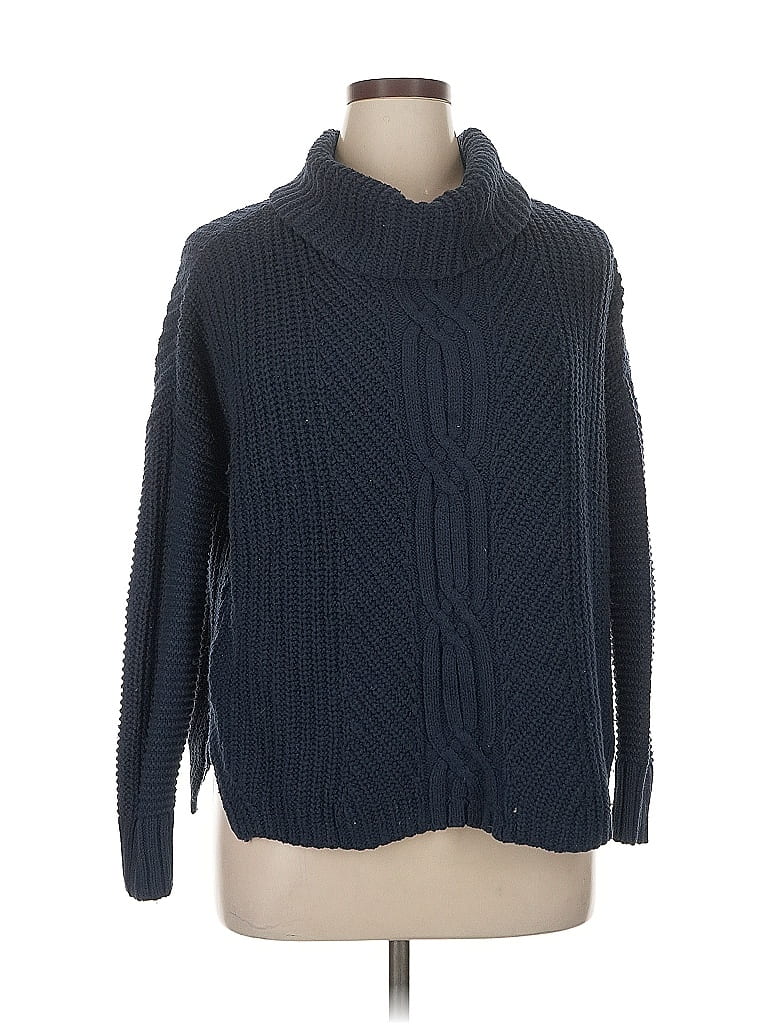 Pre-owned Lands' End Turtleneck Sweater In Blue