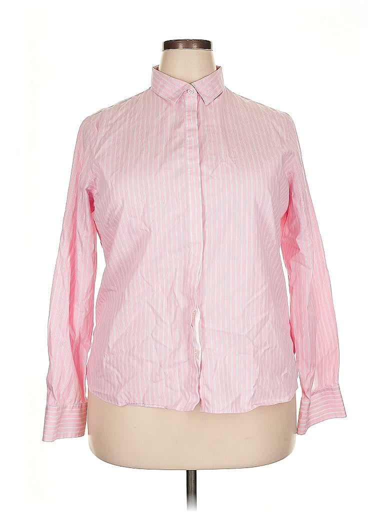 Pre-owned Lands' End Long Sleeve Button Down Shirt In Pink