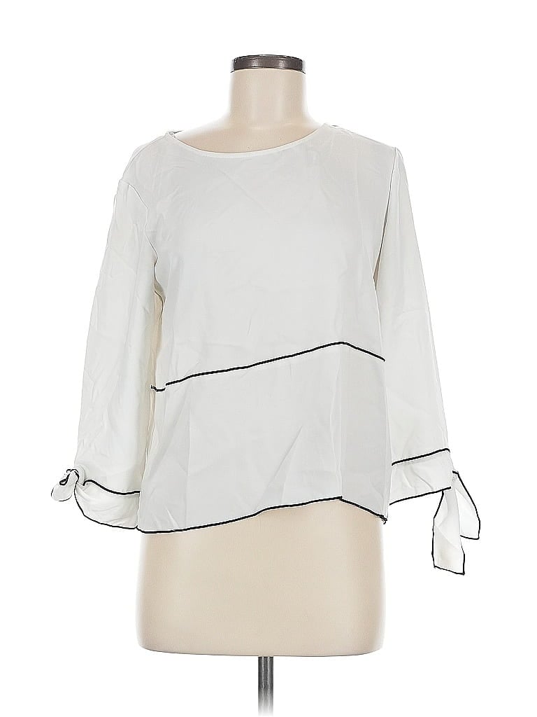 Pre-owned Zara Basic 3/4 Sleeve Blouse In White