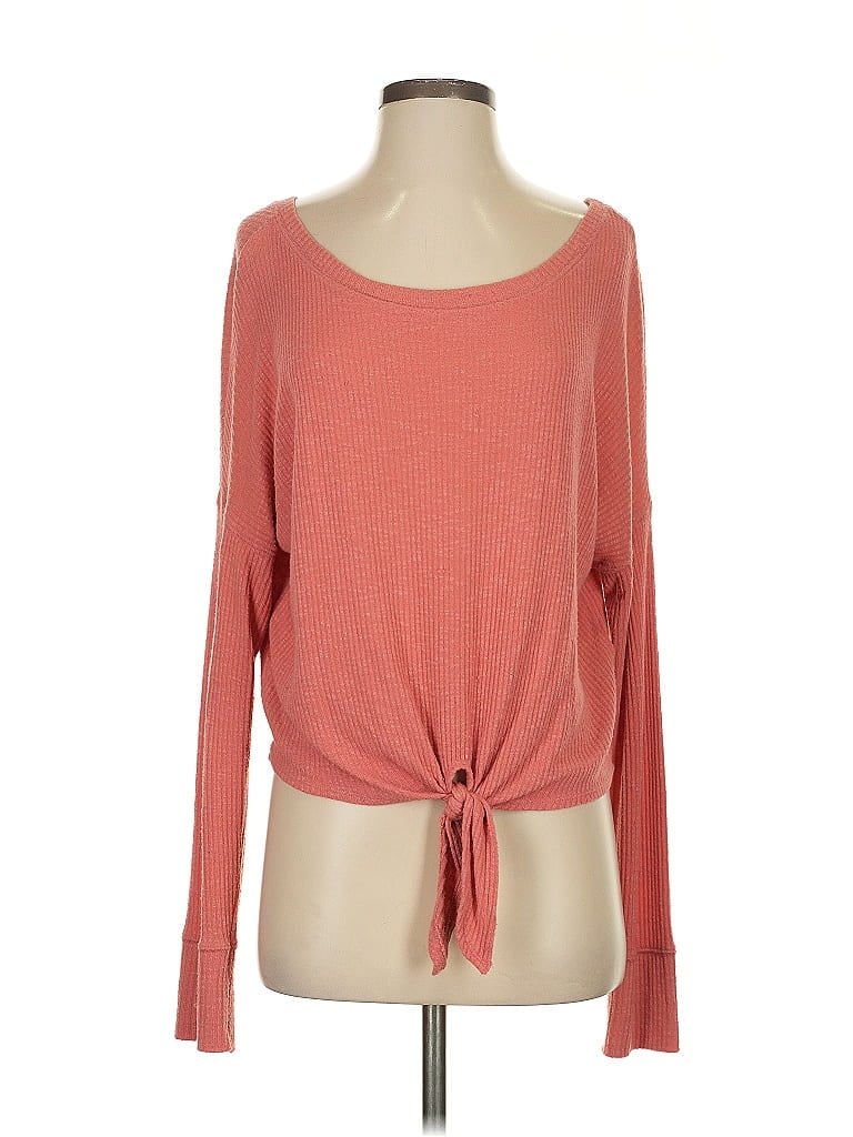 Pre-owned Abercrombie & Fitch Long Sleeve Top Pink Boatneck Tops
