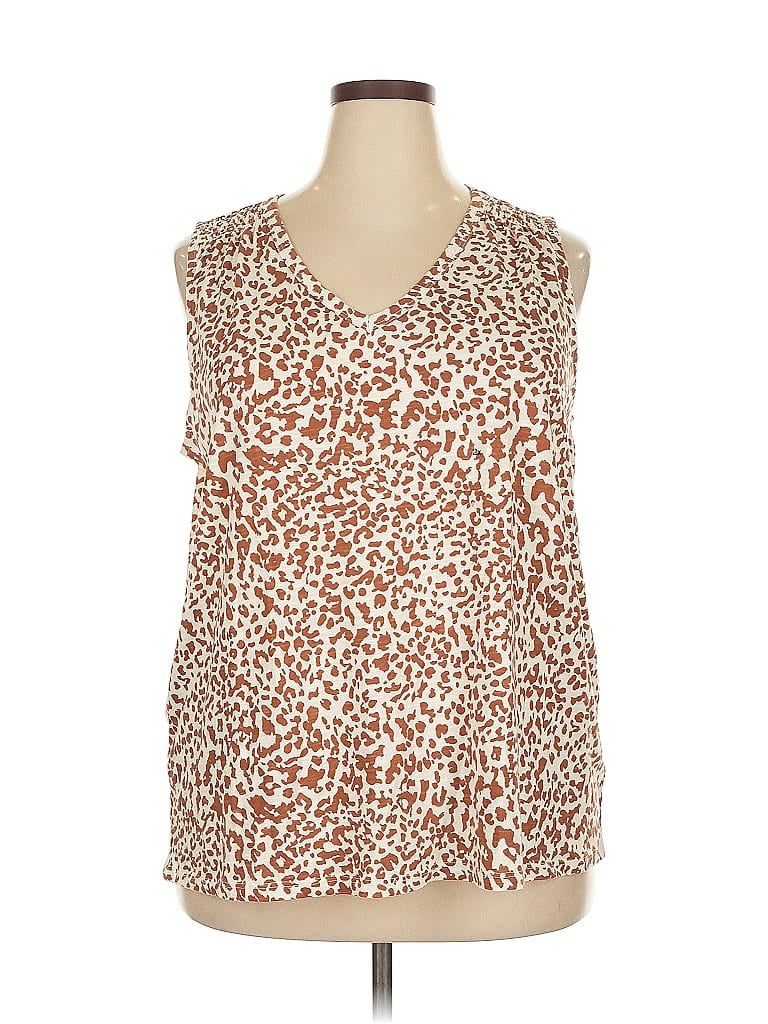 Pre-owned 24/7 Maurices Tank Top Brown Plunge Neckline Tops
