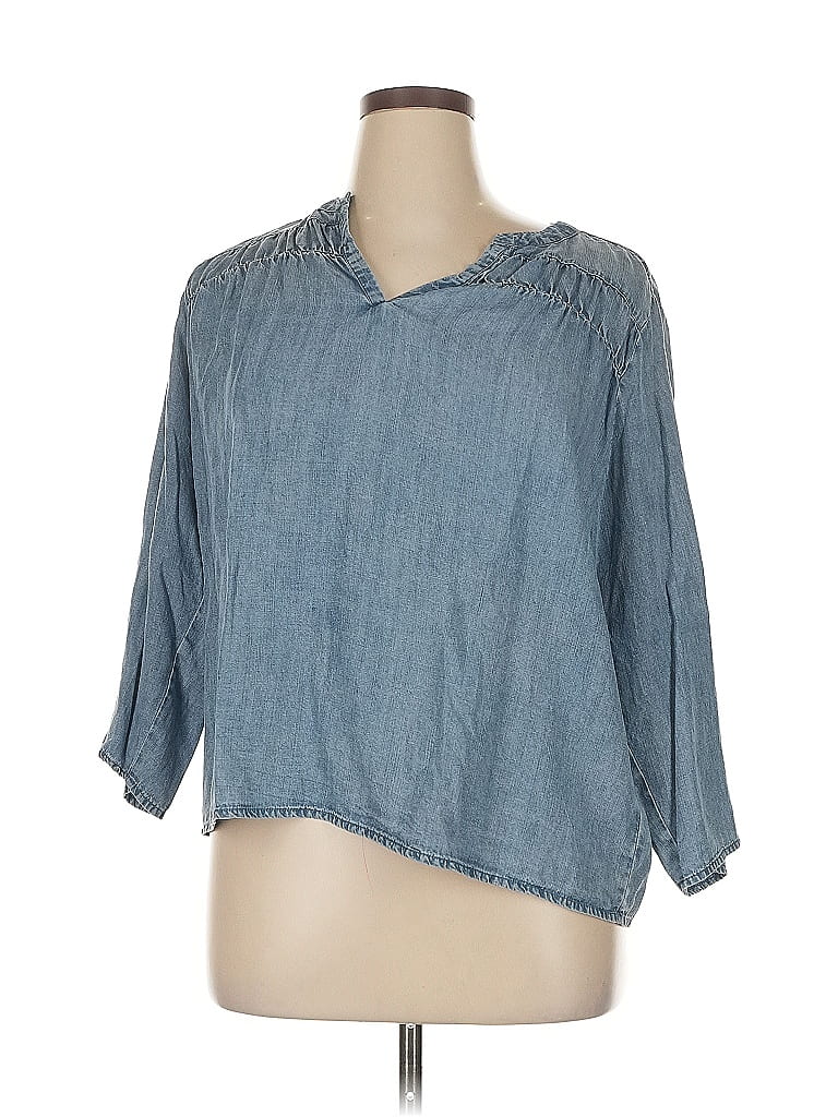 Pre-owned Splendid 3/4 Sleeve Blouse In Blue