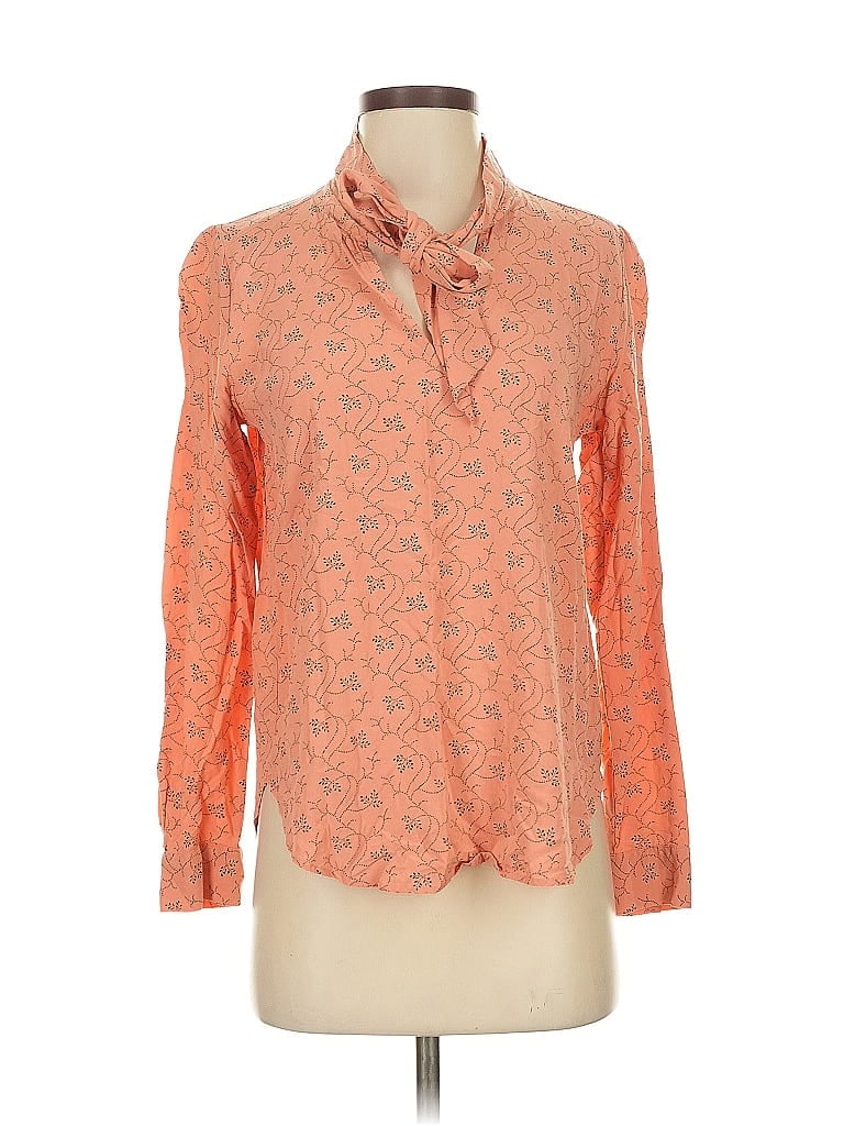 Pre-owned Ann Taylor Loft Outlet Long Sleeve Blouse In Orange