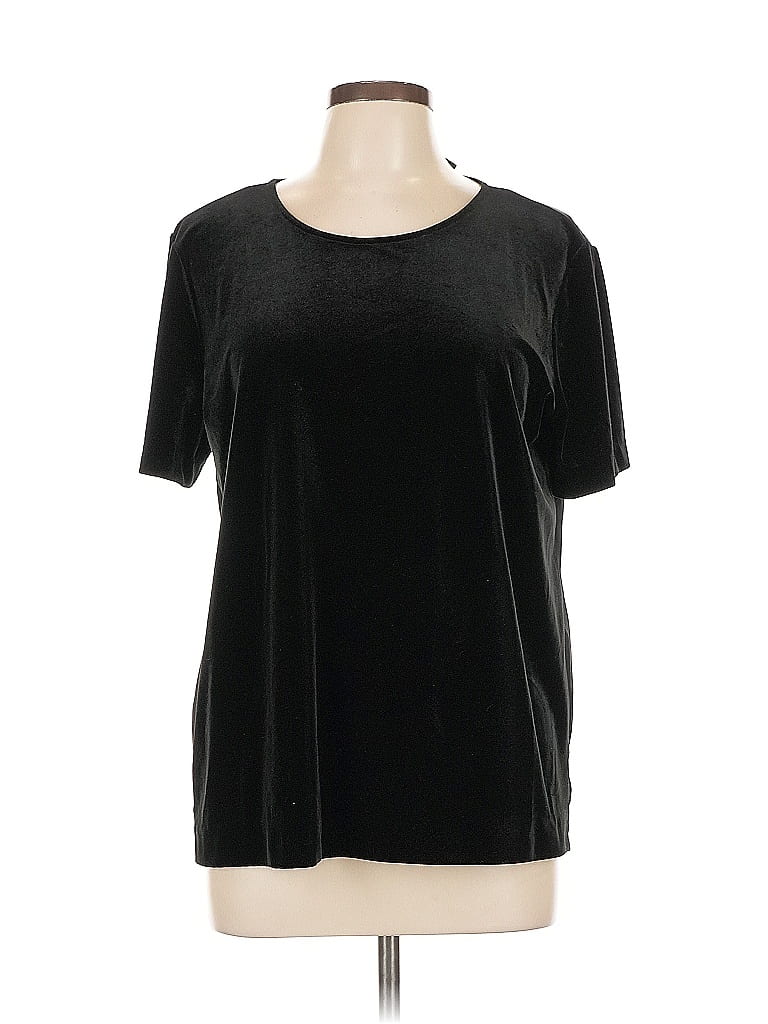 Pre-owned Ann Taylor Factory Short Sleeve Top Black Scoop Neck Tops