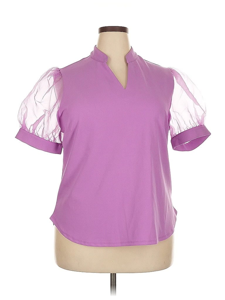 Pre-owned 7th Avenue Design Studio New York & Company Short Sleeve Blouse In Purple