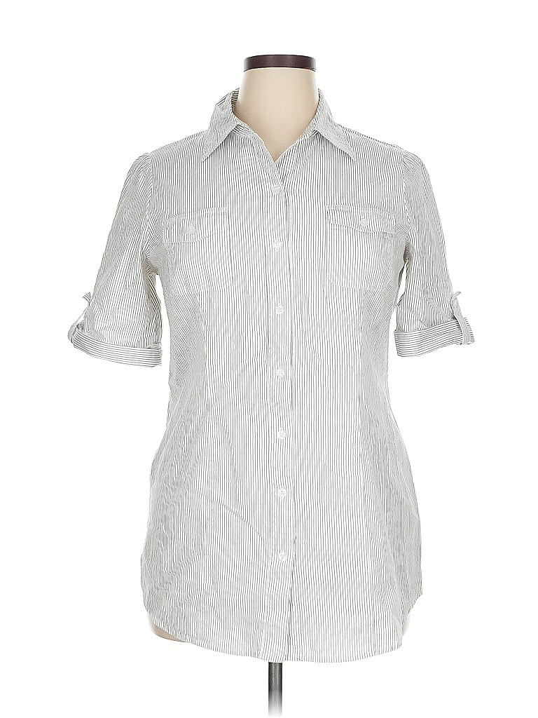 AB STUDIO Pre-owned 3/4 Sleeve Button Down Shirt In White