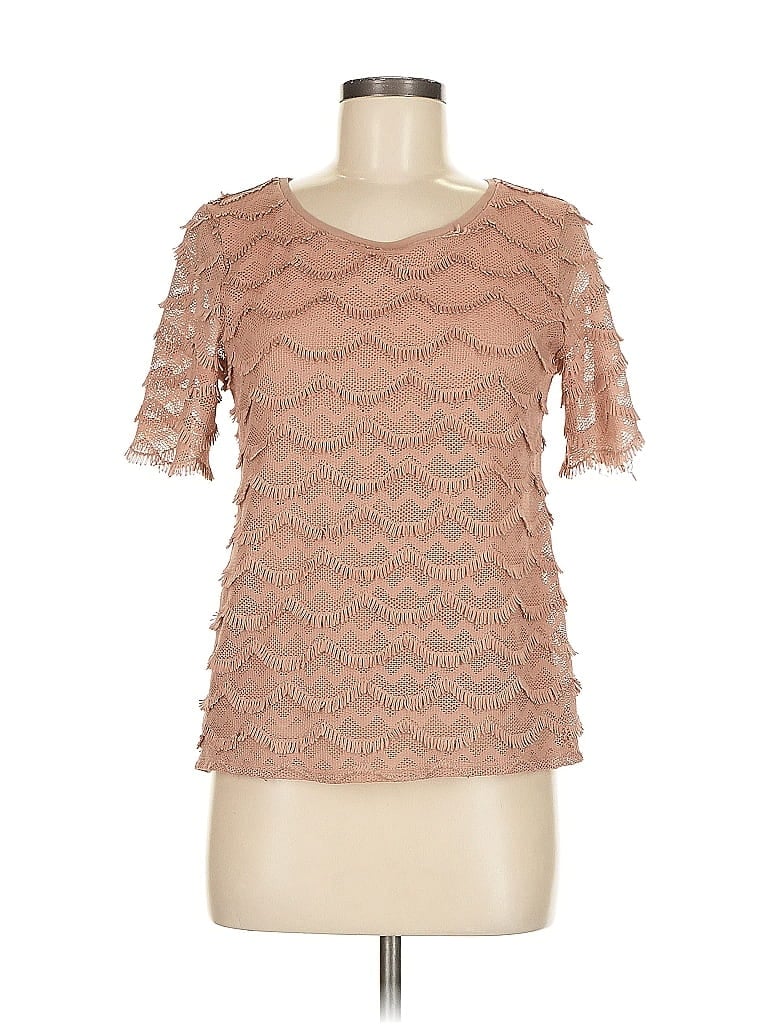 Pre-owned Sanctuary Short Sleeve Top Brown Sweetheart Neckline Tops