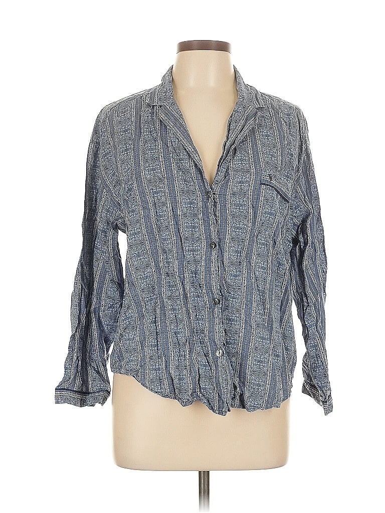 Pre-owned Victoria's Secret 3/4 Sleeve Button Down Shirt In Blue