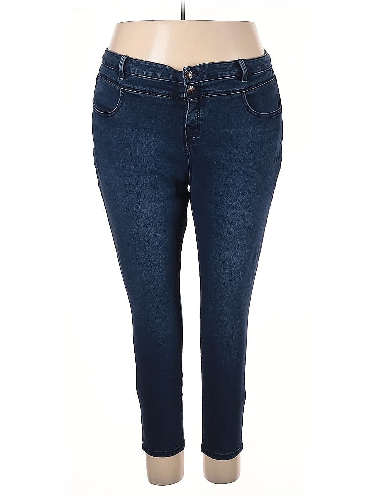 Curve Appeal Solid Blue Jeggings Size 20 - photo 1