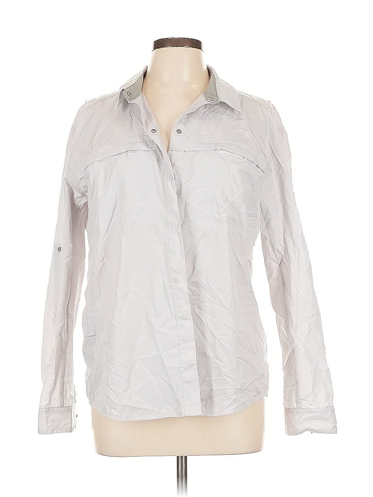 Pre-owned Eddie Bauer Long Sleeve Button Down Shirt In Silver