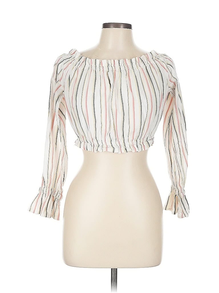 Pre-owned Billabong 3/4 Sleeve Blouse In White