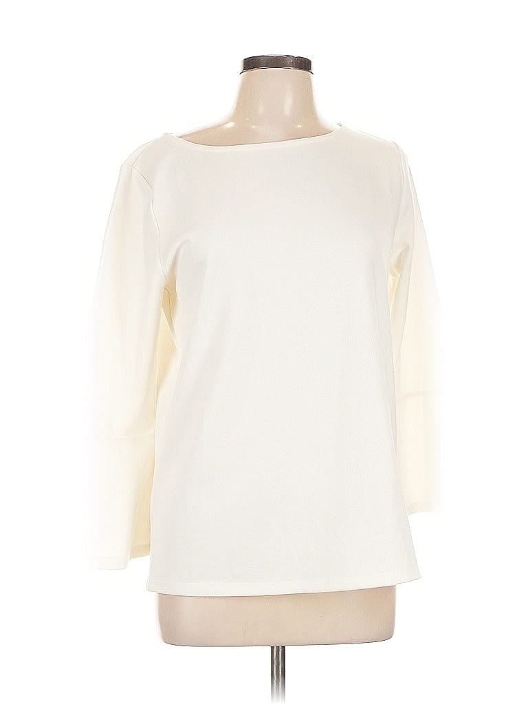 Pre-owned Ann Taylor Factory 3/4 Sleeve Top Ivory Boatneck Tops In White