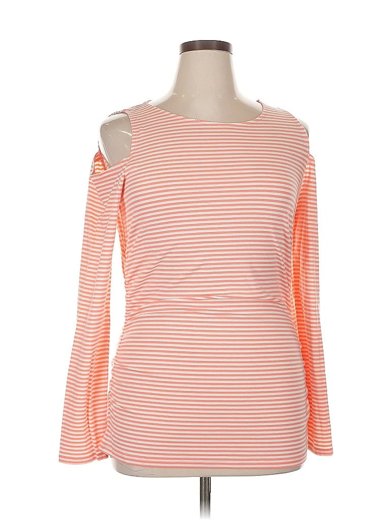 Michael Michael Kors Long Sleeve Top Orange One Shoulder Neckline Tops In Orange