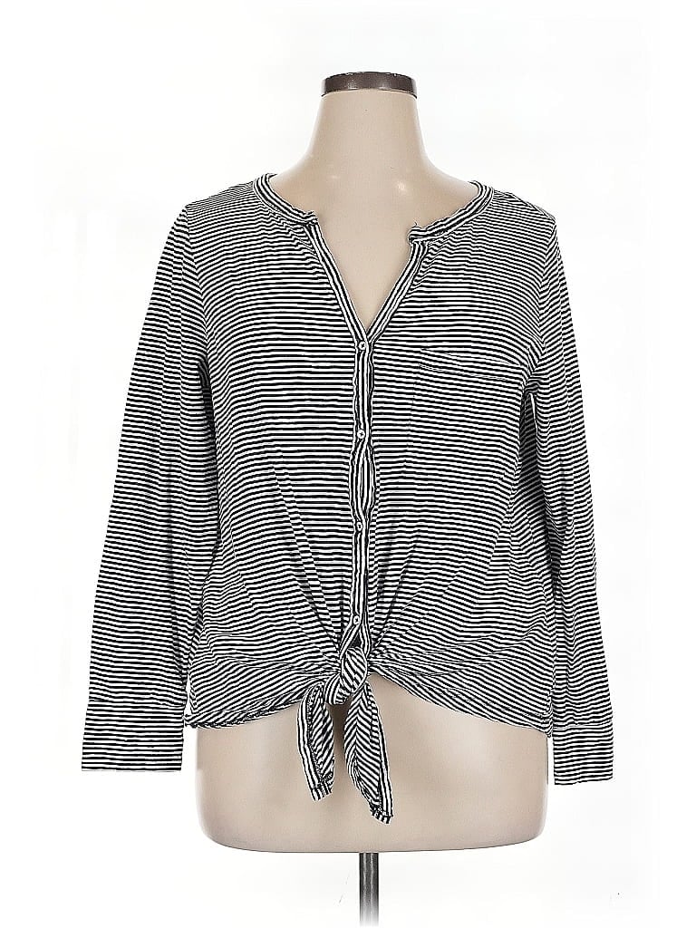 Pre-owned Caslon 3/4 Sleeve Blouse In Gray