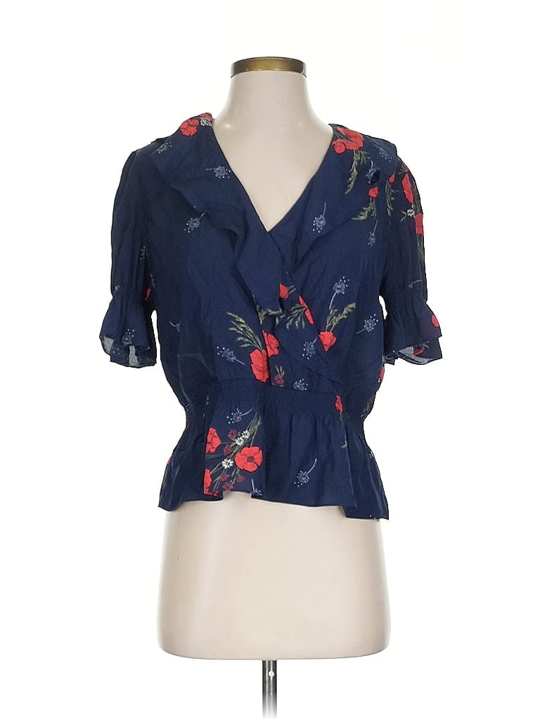 Pre-owned Joie Short Sleeve Blouse In Blue