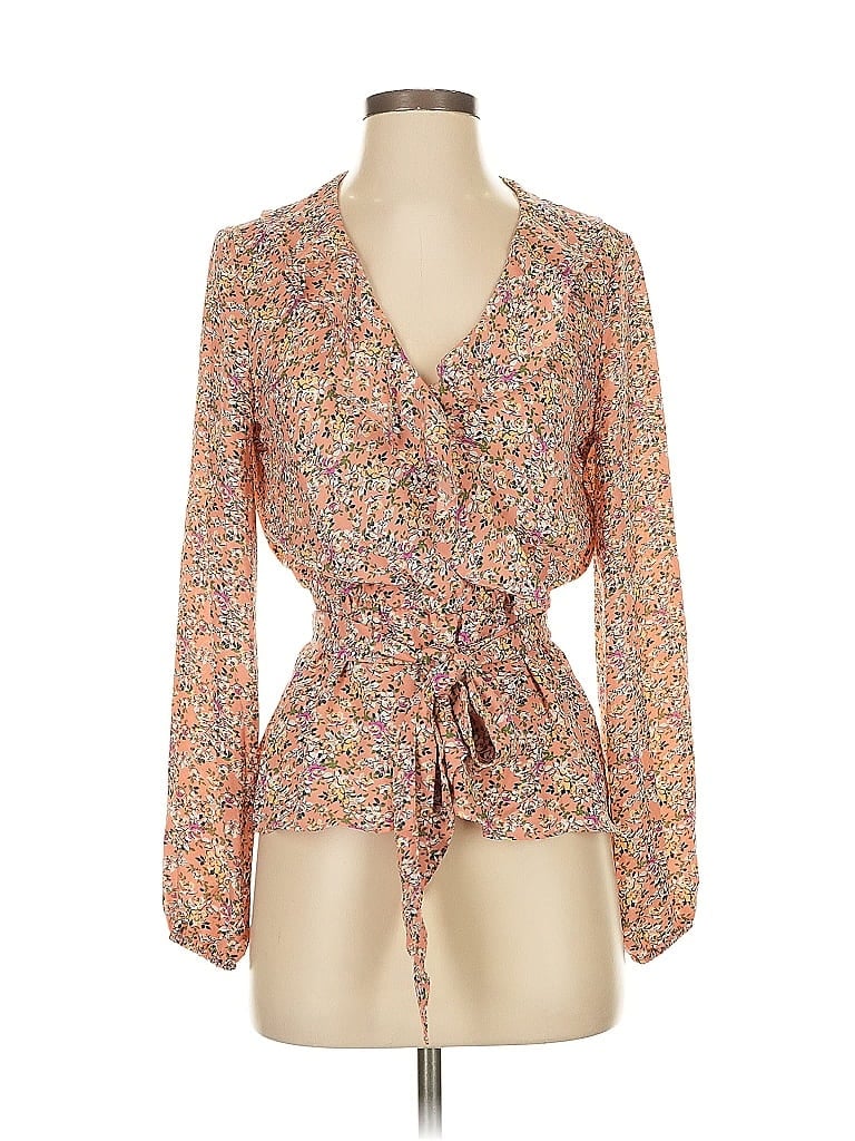 Pre-owned Max Studio Long Sleeve Blouse In Brown