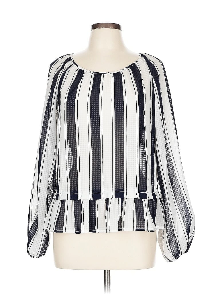 Pre-owned Merona Long Sleeve Blouse In Black