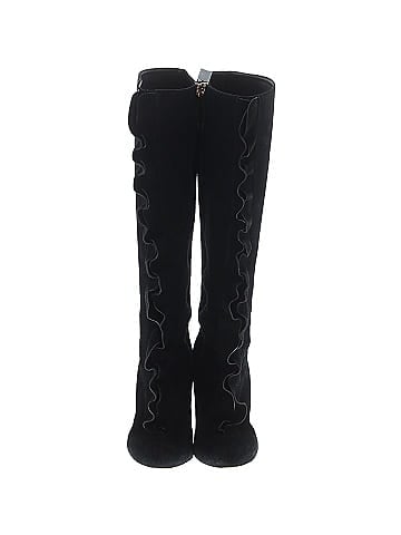 Valentino Garavani Suede Ruffle Embellish Knee Boots (view 2)