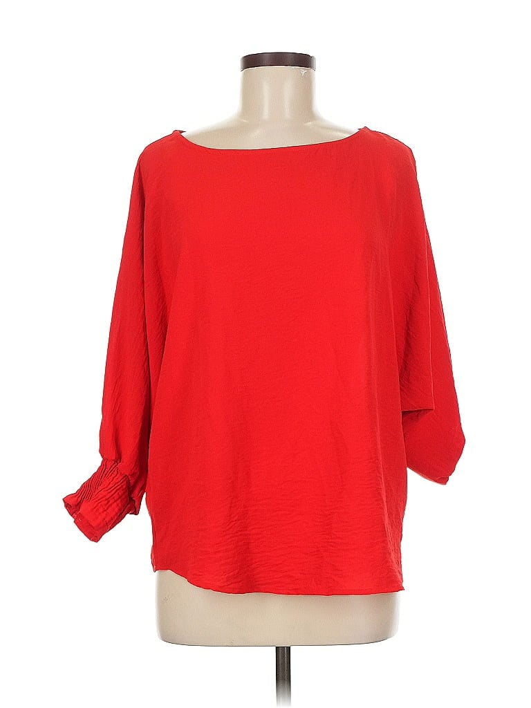 Pre-owned Charlotte Avery 3/4 Sleeve Top Red Boatneck Tops