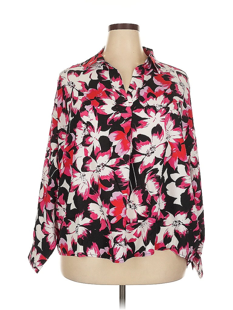 Pre-owned Rafaella Long Sleeve Blouse In Pink