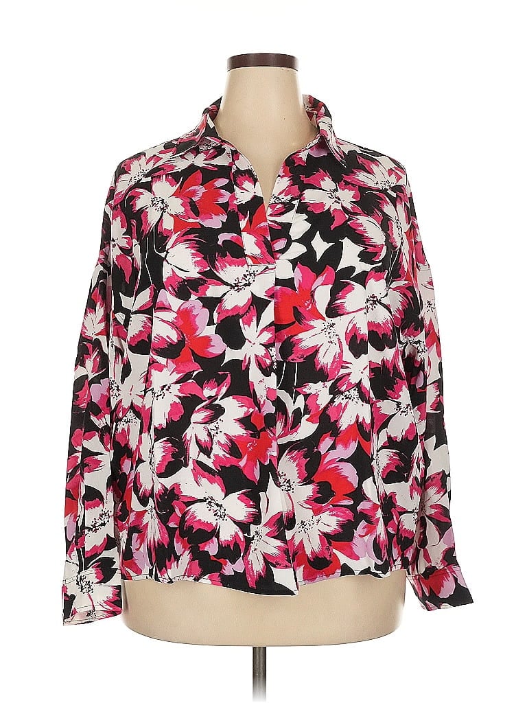 Pre-owned Rafaella Long Sleeve Blouse In Pink