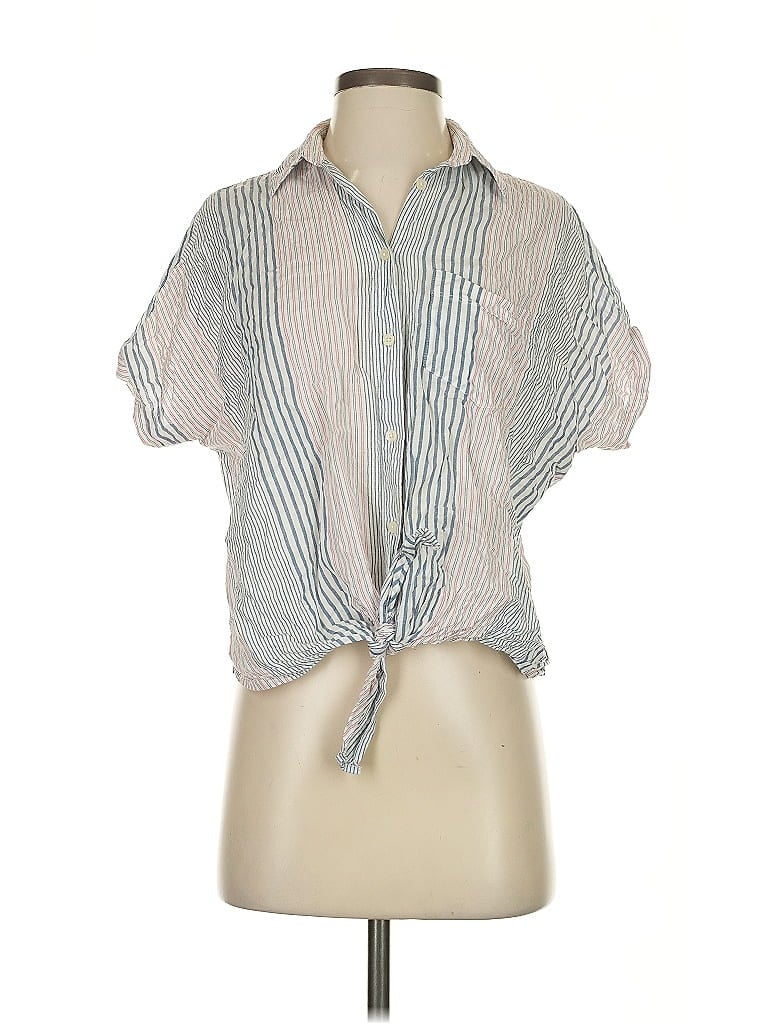 Pre-owned Madewell Short Sleeve Blouse In Gray