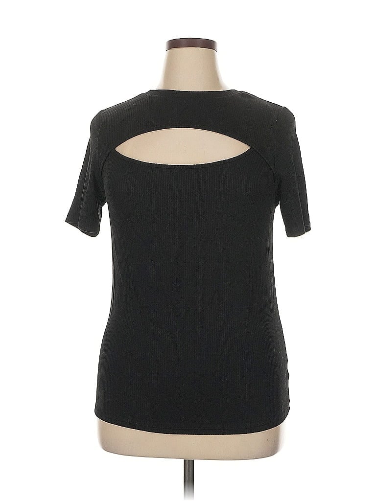AVA & VIV Pre-owned Short Sleeve Top Black Keyhole Neckline Tops