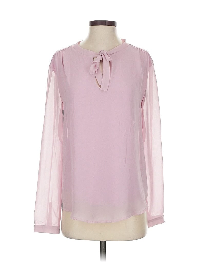 Pre-owned Ann Taylor Long Sleeve Blouse In Pink