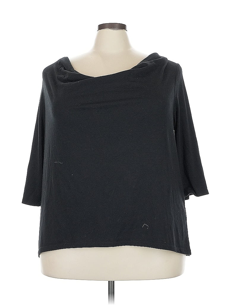 Pre-owned Lane Bryant 3/4 Sleeve Top Black Cowl Neck Tops