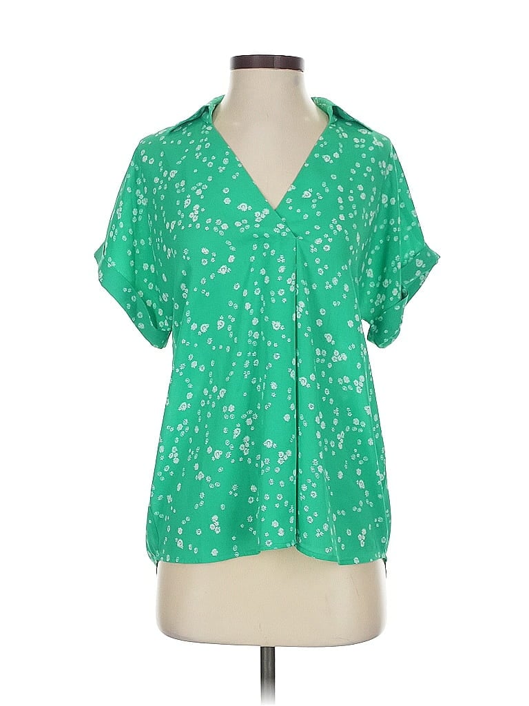 Pre-owned Cabi Short Sleeve Blouse In Green