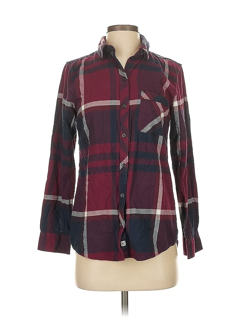 Pre-owned Eddie Bauer Long Sleeve Button Down Shirt In Burgundy