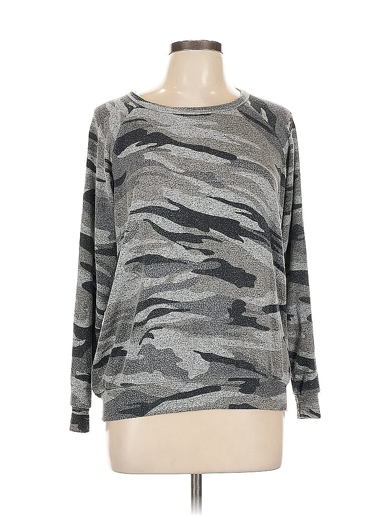 Pre-owned Buffalo By David Bitton Long Sleeve Top Gray Boatneck Tops