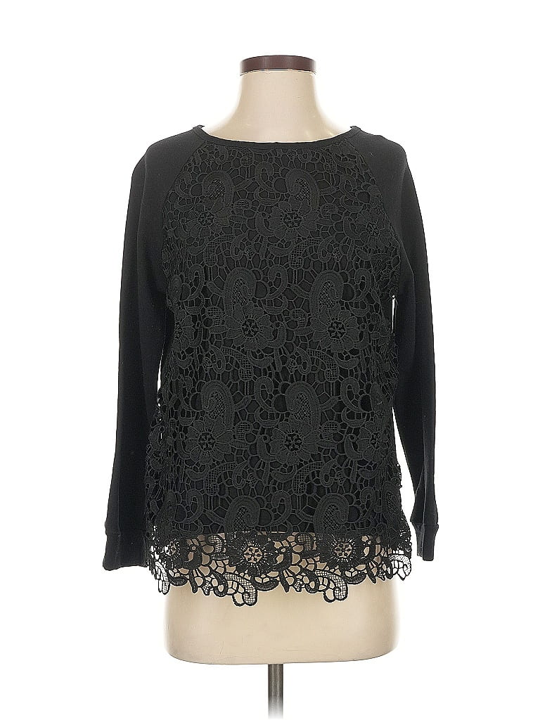 Pre-owned Adrianna Papell Long Sleeve Blouse In Black