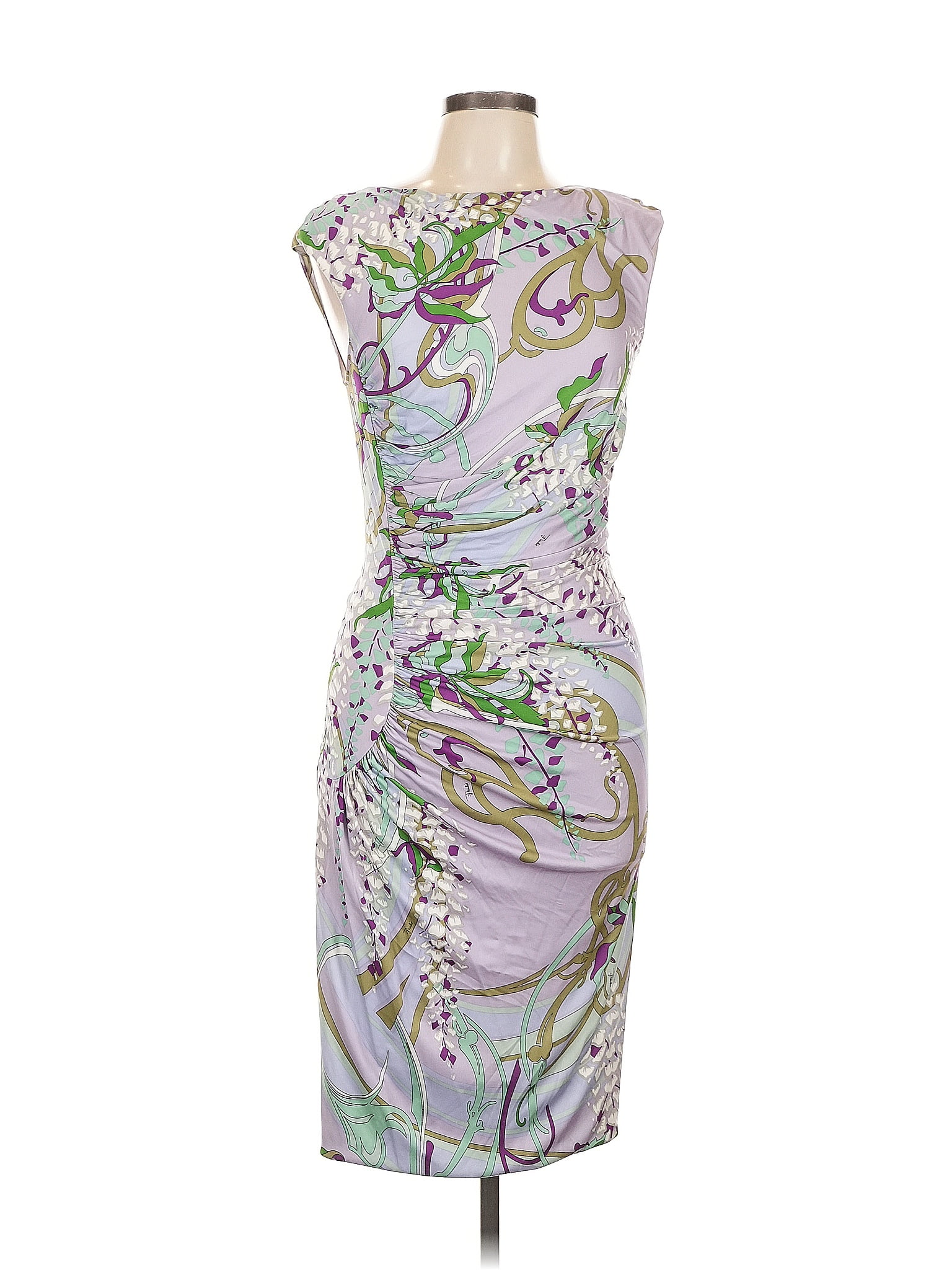 Emilio Pucci 100% Viscose Print Purple Cocktail Dress Size 12
