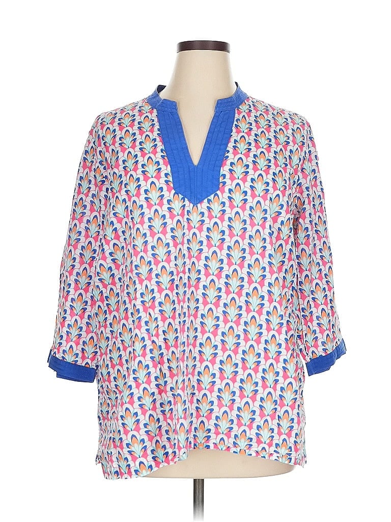 Pre-owned Talbots Outlet 3/4 Sleeve Blouse In Blue