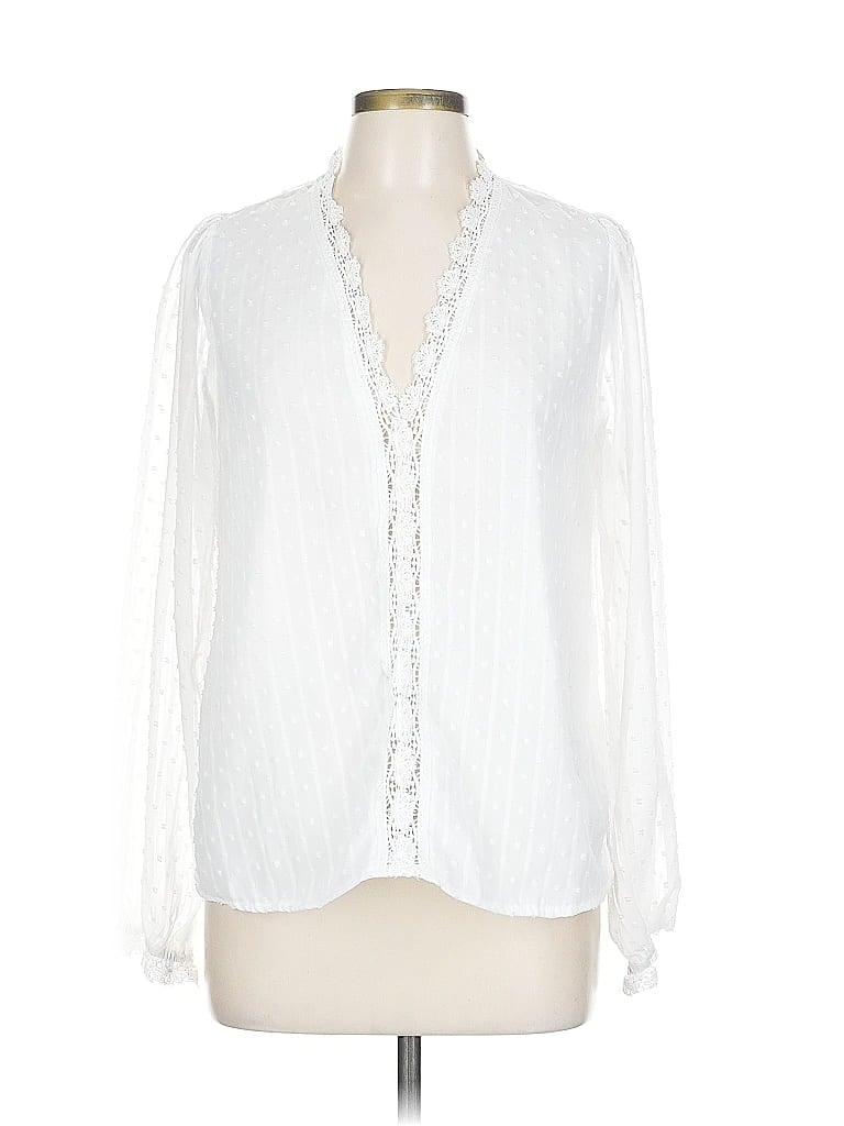 Pre-owned Emery Rose Long Sleeve Blouse In White