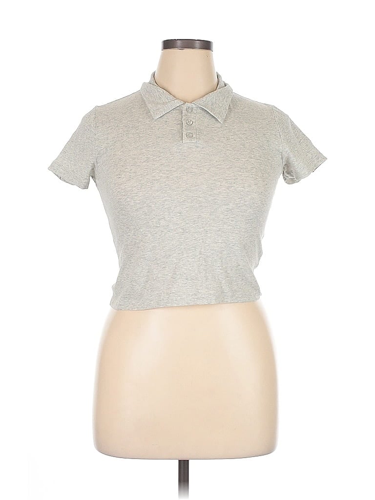 Pre-owned Forever 21 Short Sleeve Polo Shirt In Gray