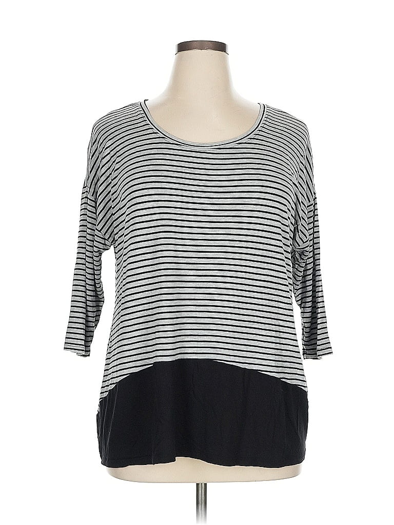 Pre-owned Lane Bryant 3/4 Sleeve T-shirt In Gray