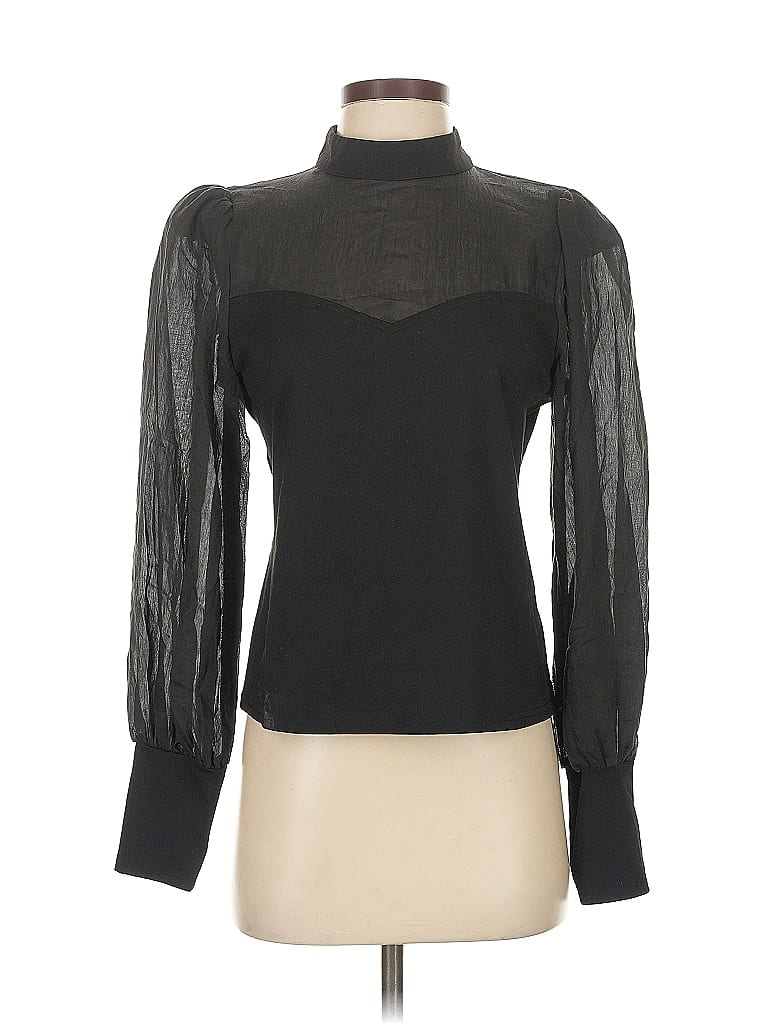 Pre-owned Flat White Long Sleeve Top Black Turtleneck Tops