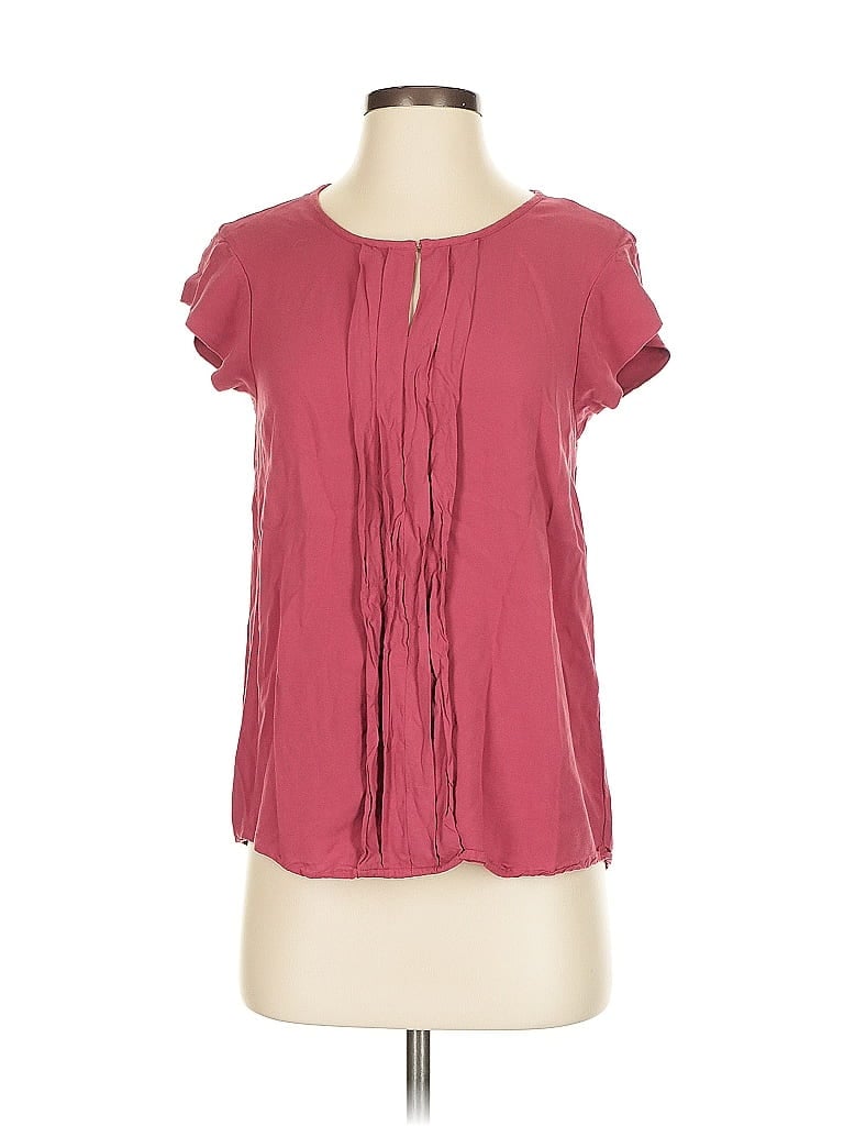 Pre-owned Downeast Short Sleeve Blouse In Burgundy
