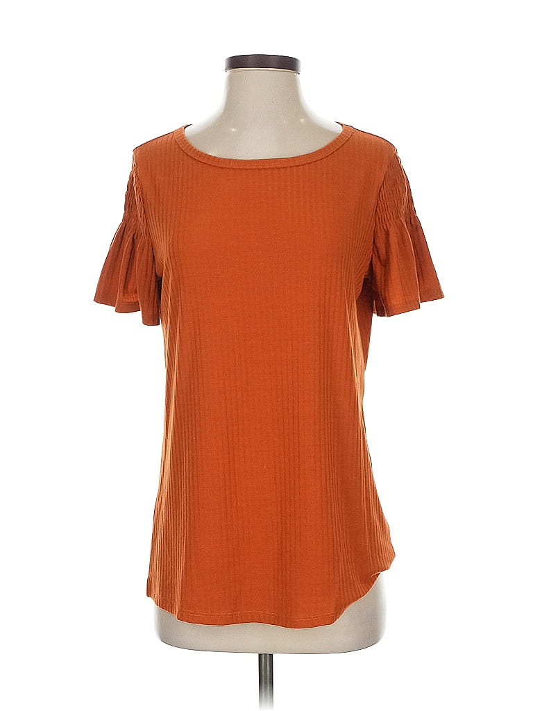 Pre-owned Lularoe Short Sleeve Top Orange Cold Shoulder Neckline Tops