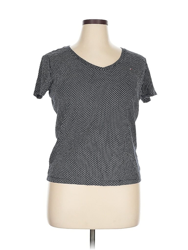 Pre-owned Tommy Hilfiger Short Sleeve Top Gray Scoop Neck Tops