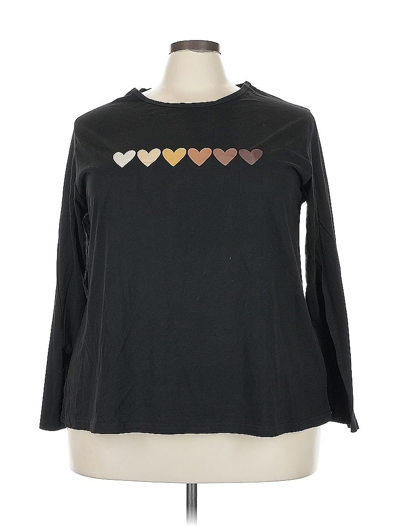 Pre-owned Shein Curve Long Sleeve T-shirt In Black