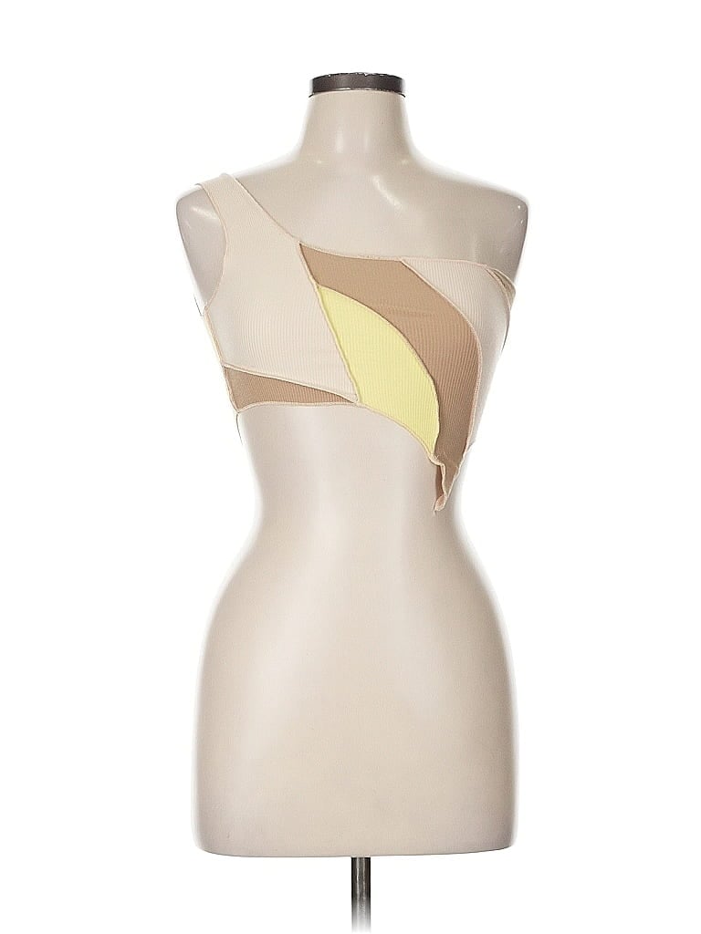 Pre-owned Unbranded Tank Top Tan Strapless Neckline Tops In Brown