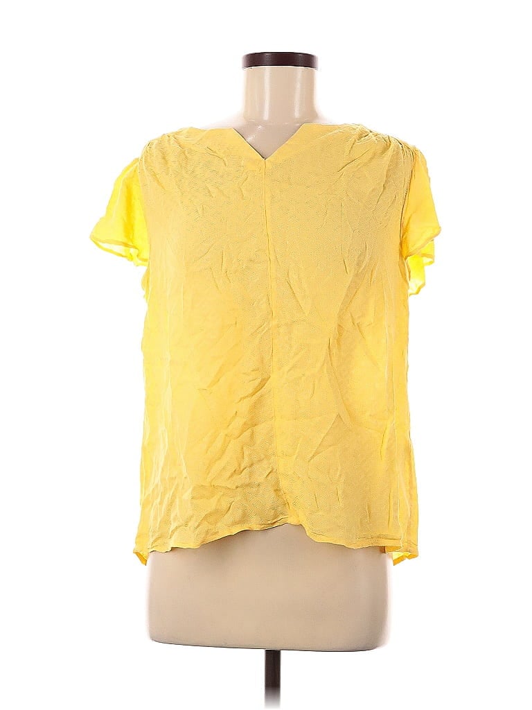 Pre-owned Christopher & Banks Short Sleeve Blouse In Yellow