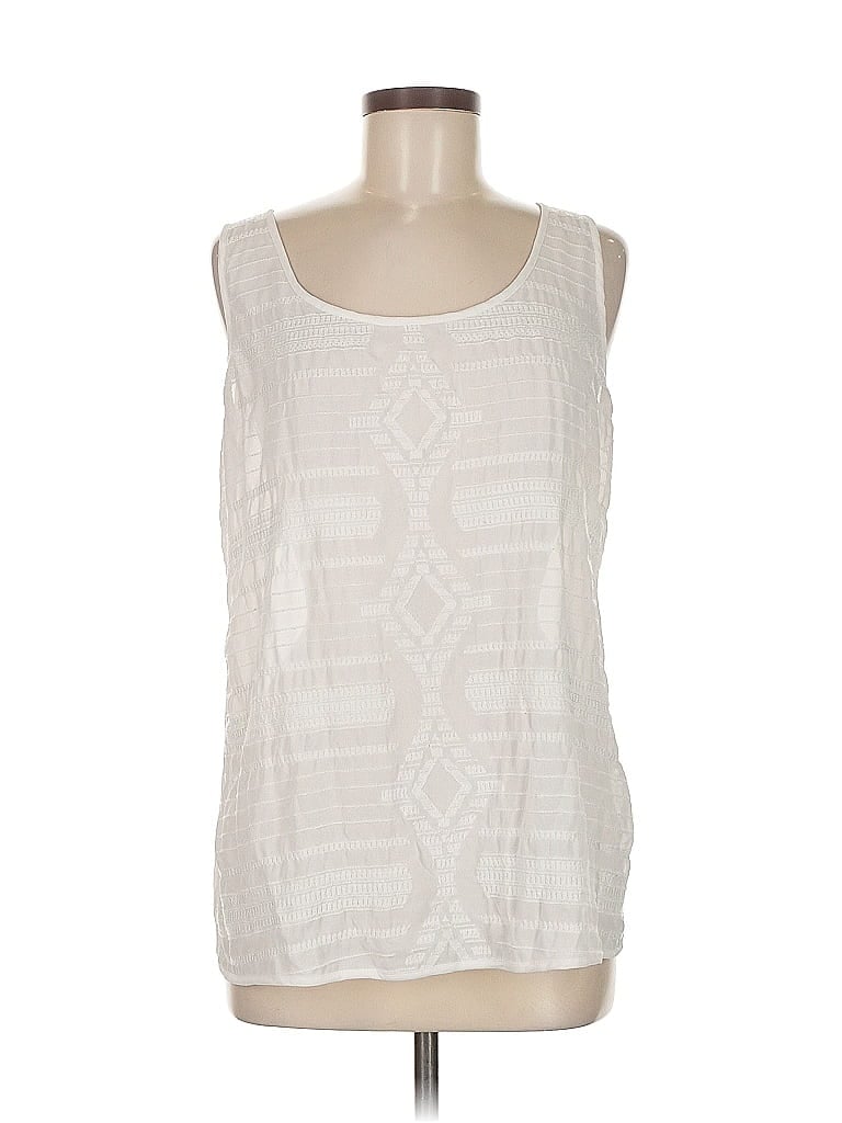 Pre-owned Ann Taylor Loft Tank Top Ivory Square Neckline Tops In White