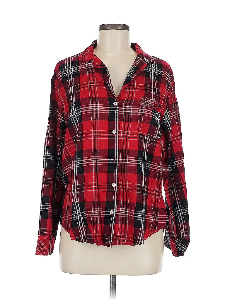 Pre-owned Victoria's Secret Long Sleeve Button Down Shirt In Red